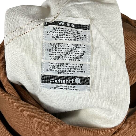 Carhartt FR Bib Overalls 34x32 | Fire Resistant 2112 CAT2 Zip Leg Workwear Brown - Picture 11 of 11